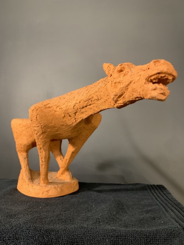 Mario Peruggini, Animal Sculpture Horse, Terracotta, Unique Piece, 1960s-photo-3
