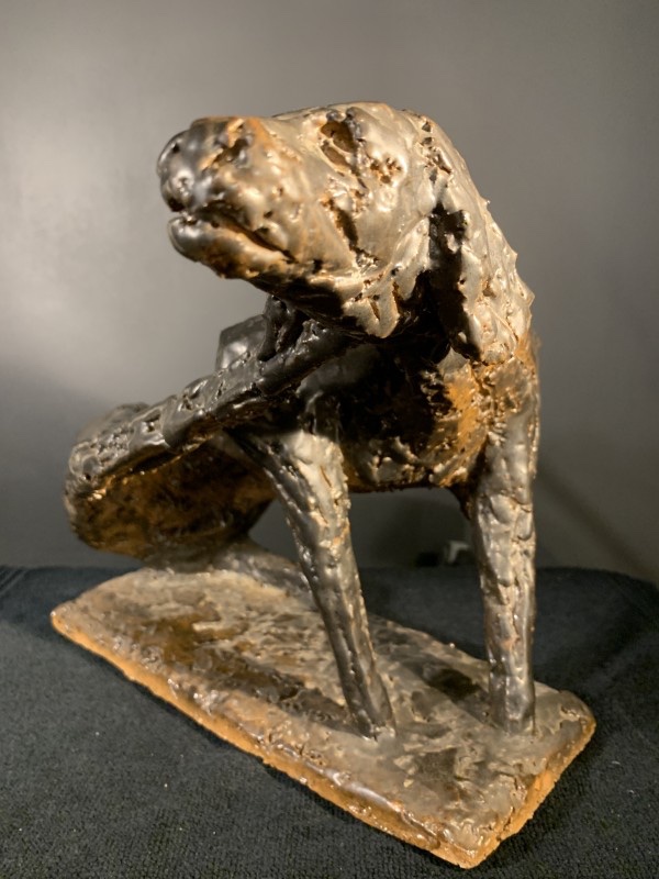 Mario Peruggini, Animal Sculpture Dog, Glazed Stoneware, Unique Piece, 1960s-photo-3