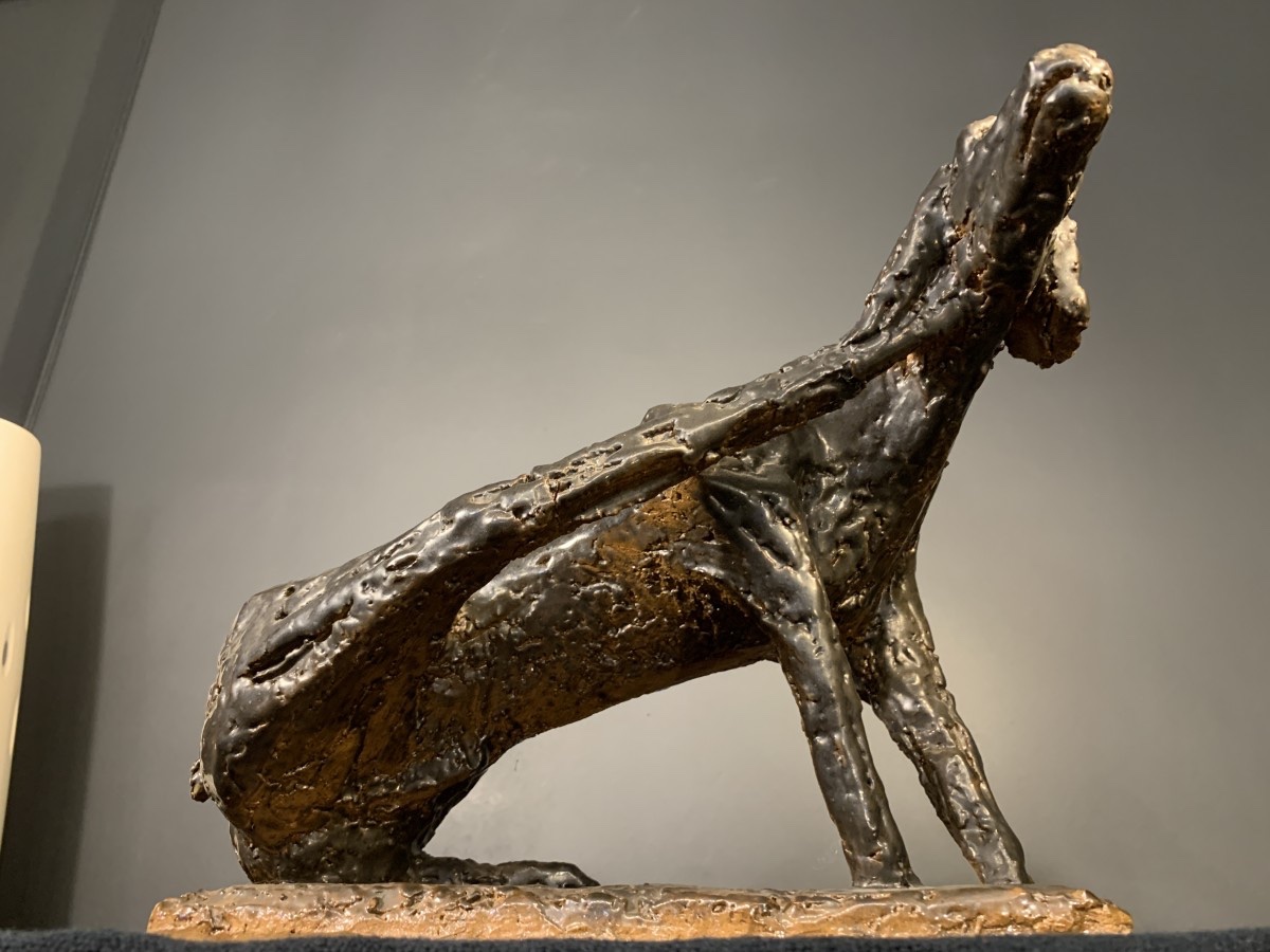 Mario Peruggini, Animal Sculpture Dog, Glazed Stoneware, Unique Piece, 1960s-photo-1