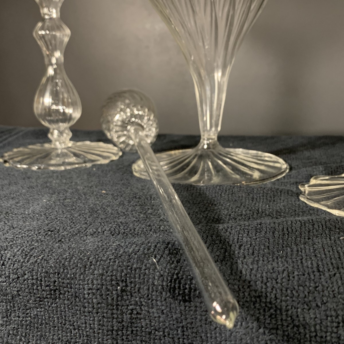 MURANO, ensemble carafe 6 verres et mélangeur, verre soufflé incolore, 1980s-photo-6