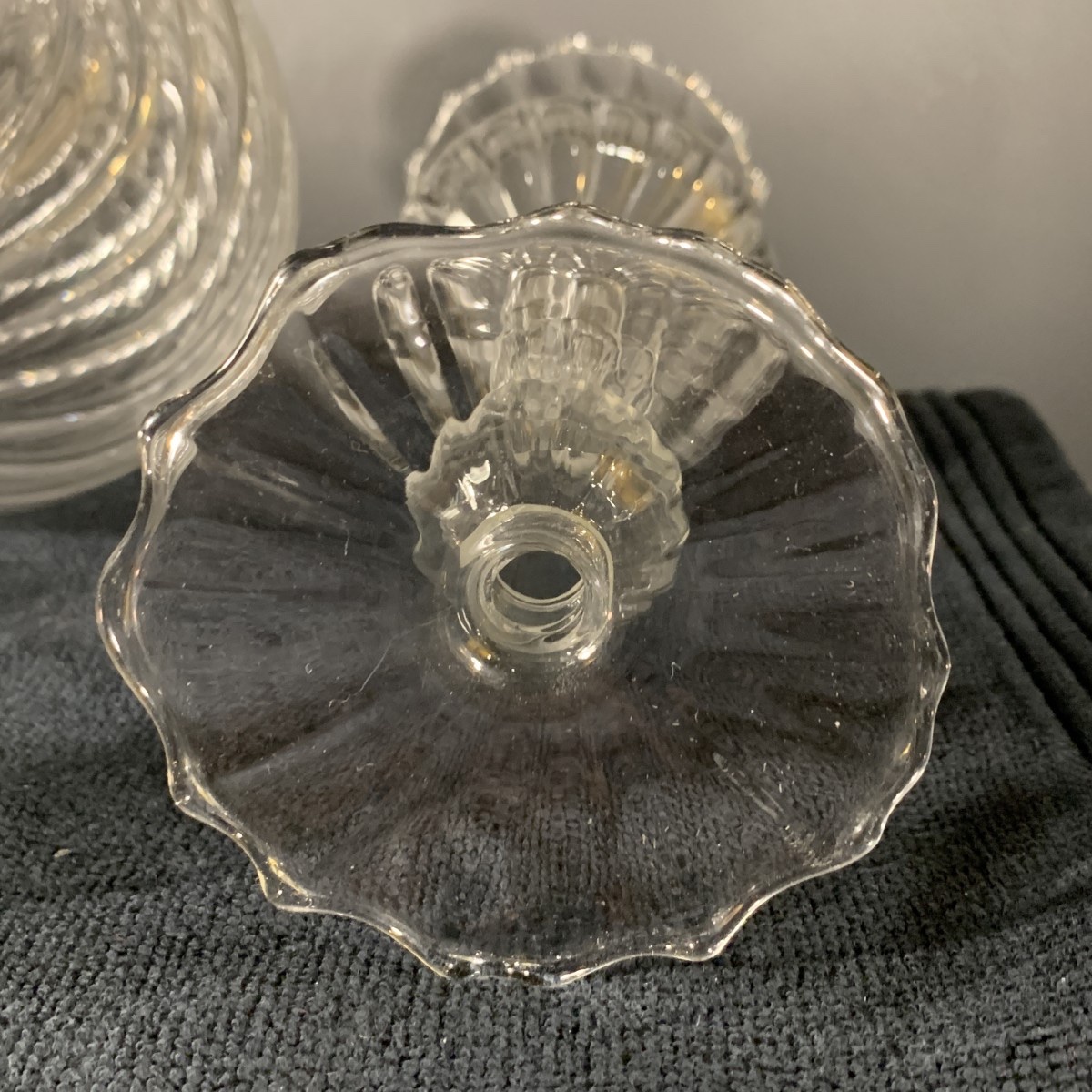 MURANO, ensemble carafe 6 verres et mélangeur, verre soufflé incolore, 1980s-photo-7