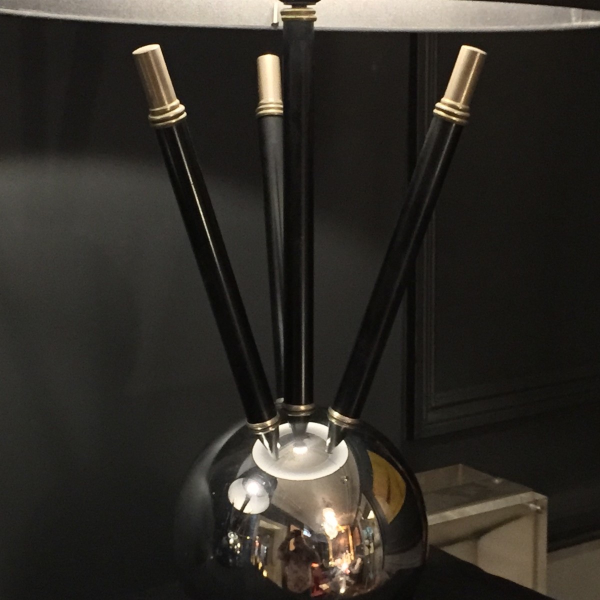Pair Of Art Deco "sputnik Ball" Lamps In The Jacques Adnet Style, Circa 1930/40-photo-3