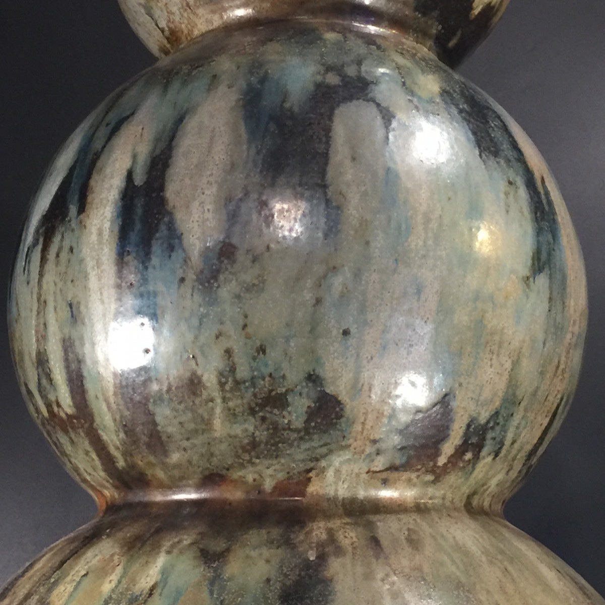 ROGER GUERIN, Monumental vase trilobé, pièce UNIQUE de 102 cm, grès salé Art Deco, 1920-photo-4