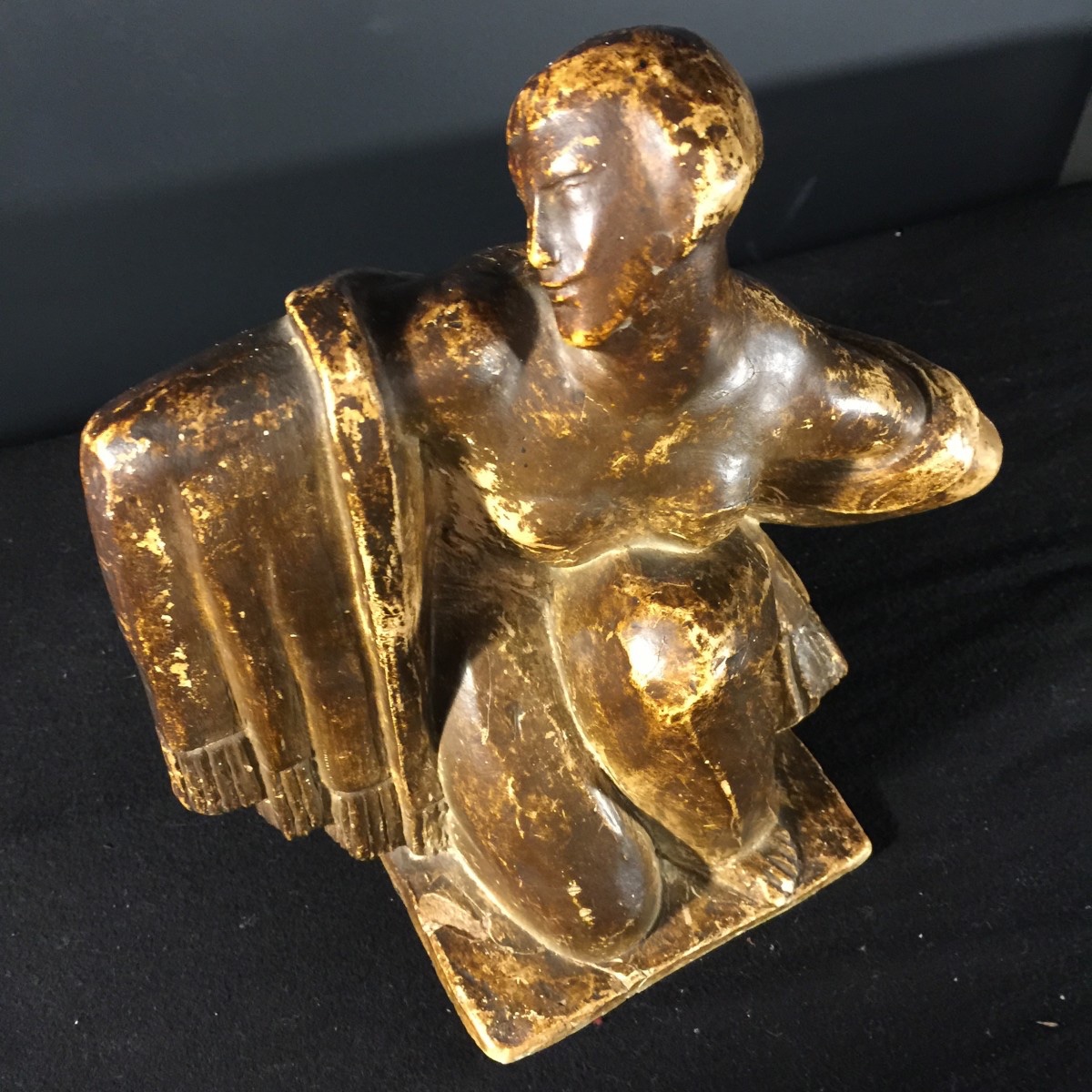 Jean Canneel, "studio Plaster" 1930, Art Deco Cubist Sculpture, Draped Nude Woman-photo-3