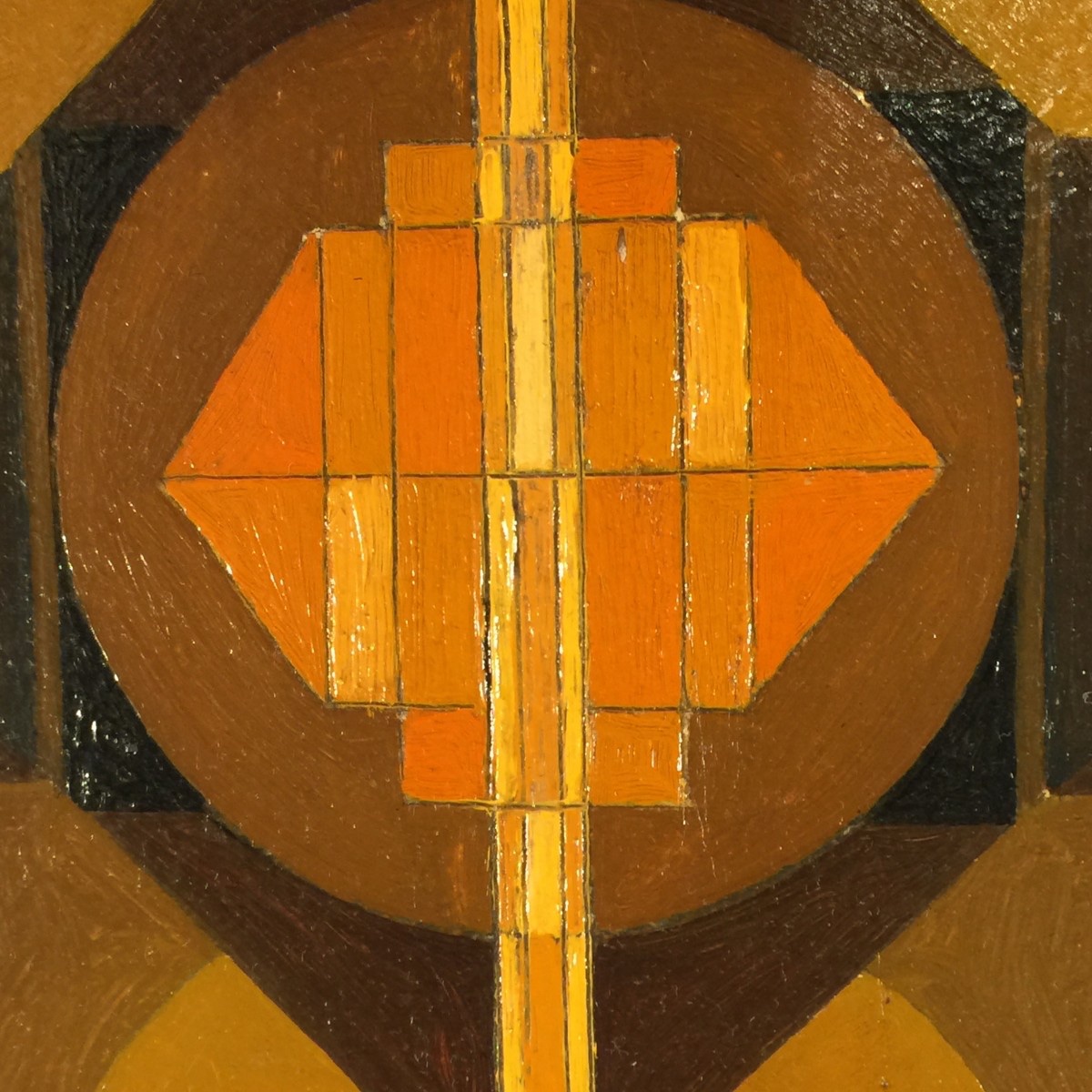Jean Boquet "Abstraction géométrique", tableau huile sur panneau, ca 1945/50-photo-3
