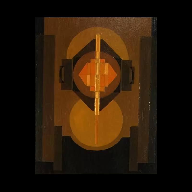 Jean Boquet "Abstraction géométrique", tableau huile sur panneau, ca 1945/50