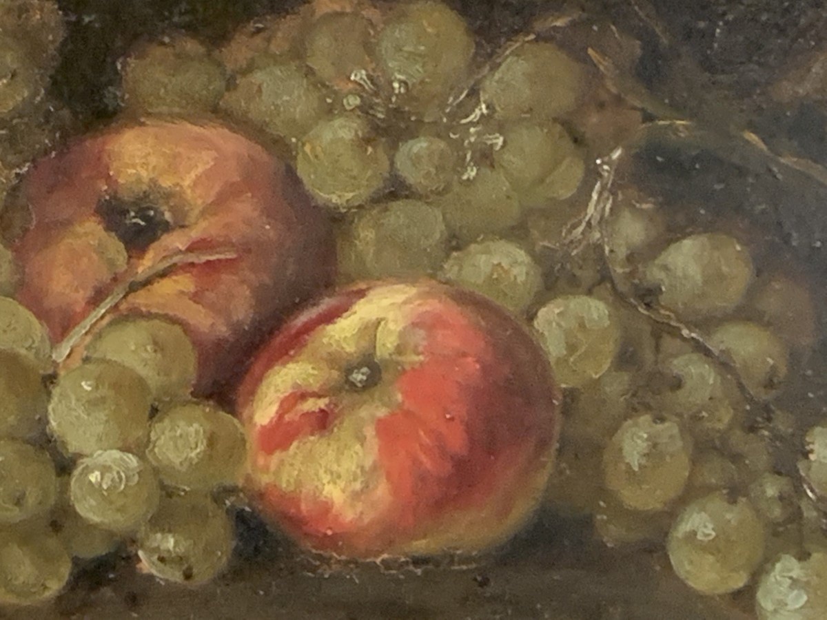 Tableau ' Nature morte aux fruits ' Huile sur panneau signée, 1900s-photo-3