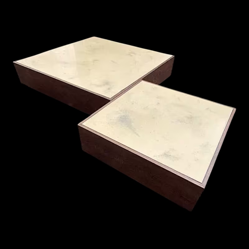 Jef Verbrak, Set Of 2 Coffee Tables (paintings) In Wenge Wood, Modernist Design, Ca 1970