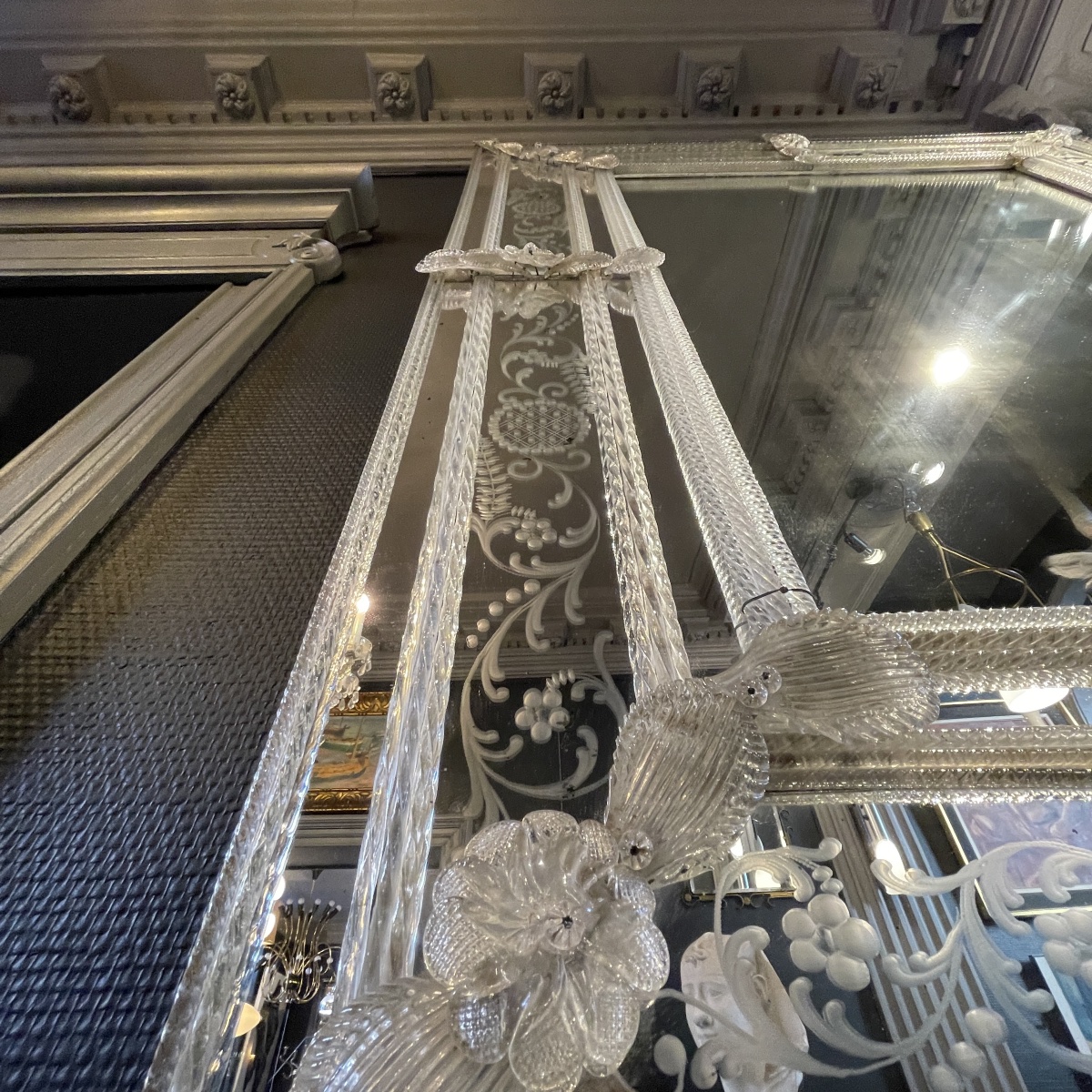Barovier & Toso Murano, miroir à pare-closes gravées, début du XXᵉ siècle-photo-4