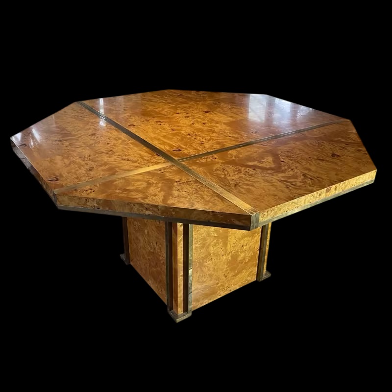 Jean-claude Mahey, Hollywood Regency Dining Table With Built-in Extensions, Ca. 1970