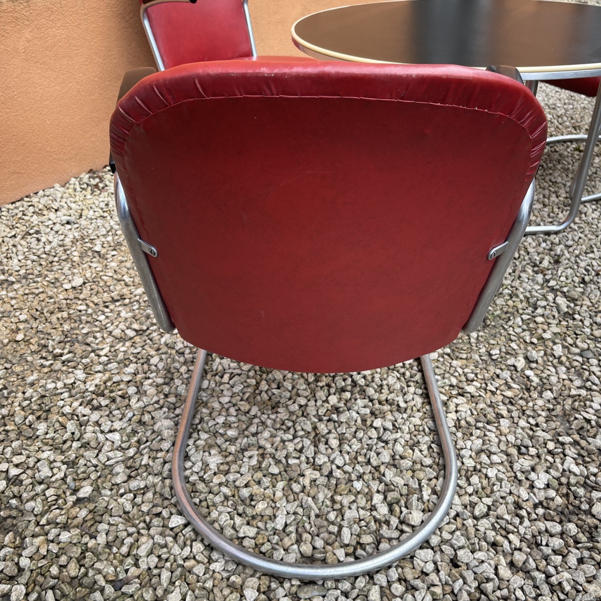 WILLEM HENDRIK GISPEN, set table 3 fauteuils 413 cantilever Art Déco Bauhaus, structure tube d'-photo-4