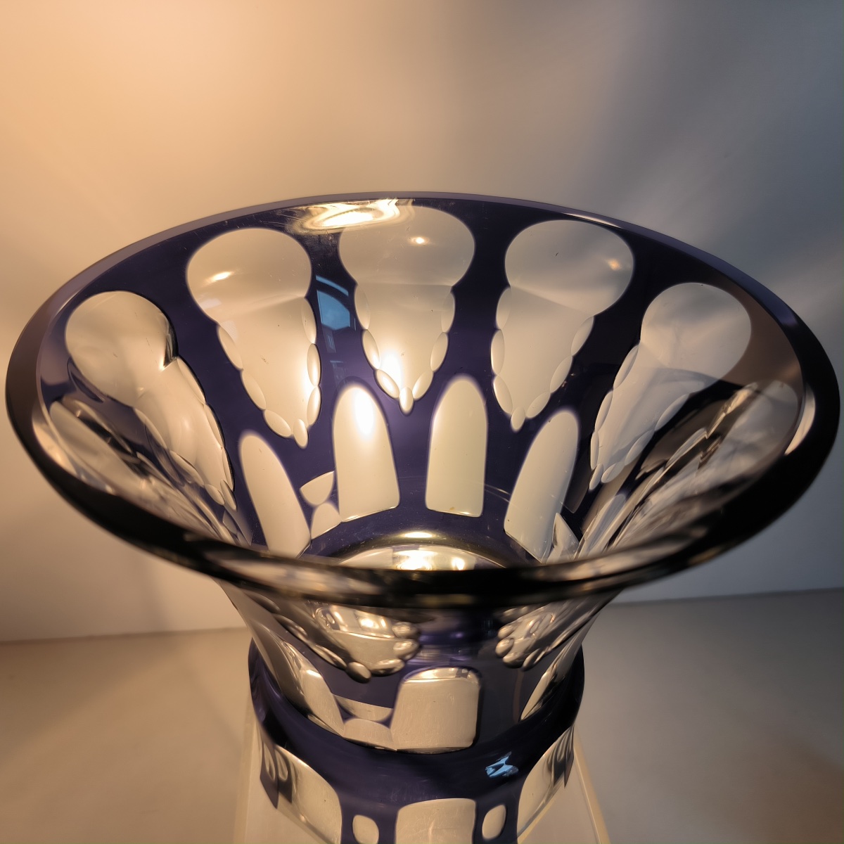 Johann Oertel, Carl Meltzer & Co. Langenau Haida, vase Art Déco taillé doublé violet, Bohême ca-photo-6