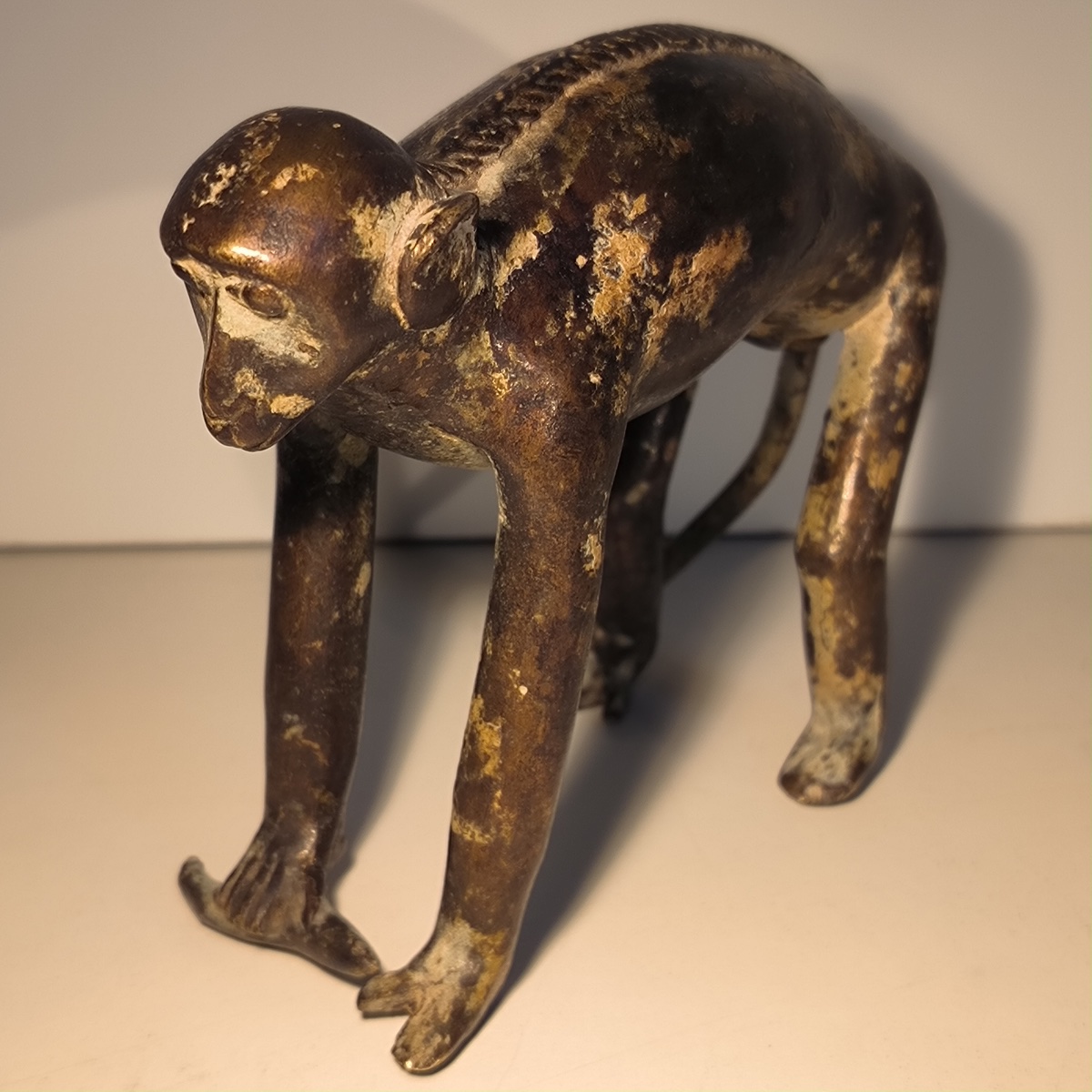 Bronze Sculpture Of A Monkey With An Antique Brown Patina, 20th Century-photo-7