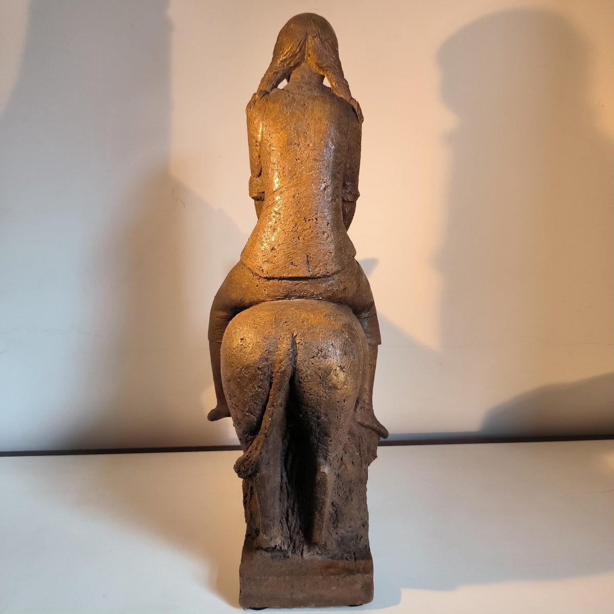 Terracotta Sculpture Titled "young Girl With A Donkey," Marked "jc," Liège School, Ca. 1970-photo-6