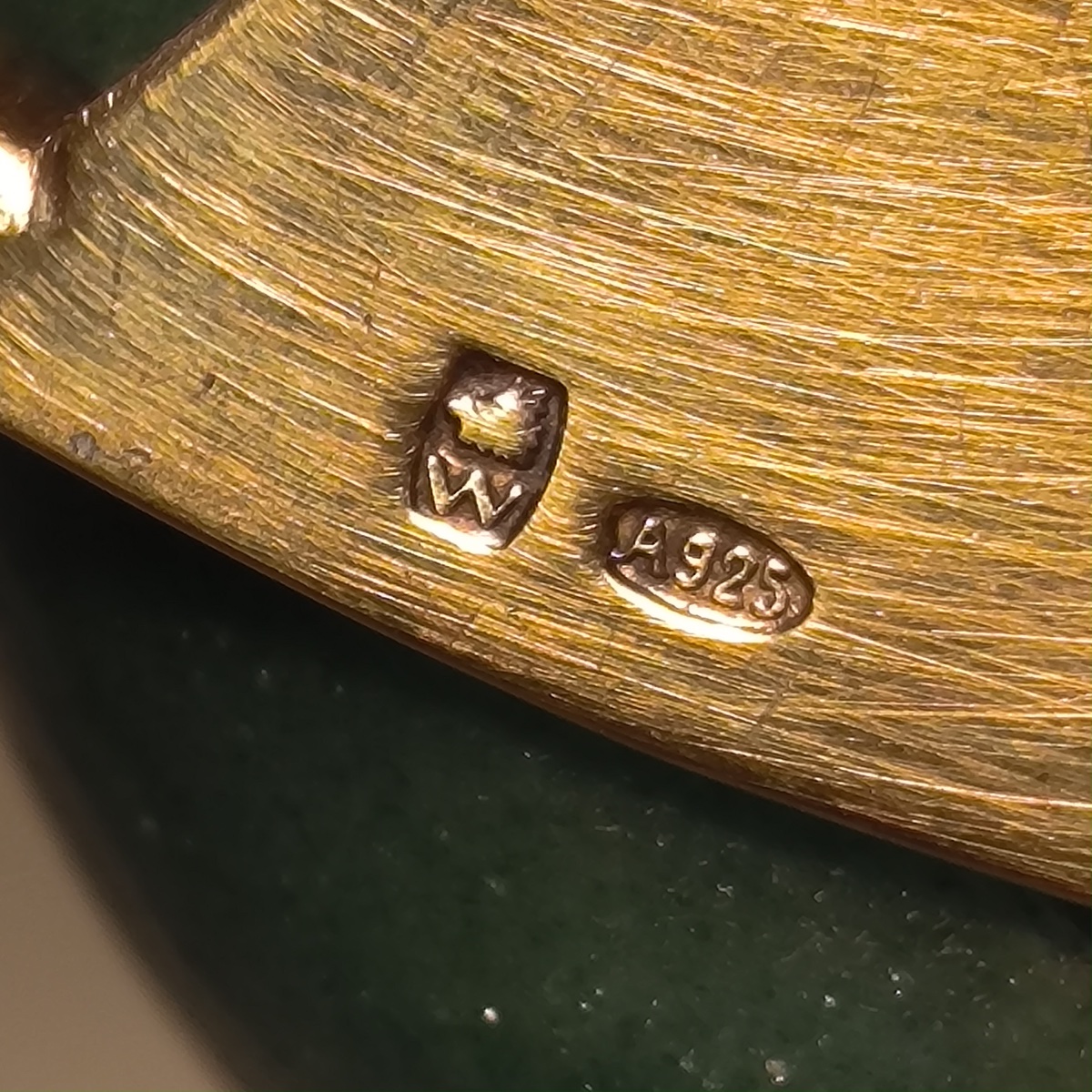 Wolfers Frères, double saleron condimentier en argent massif vermeil et aventurine, ca 1950-photo-7