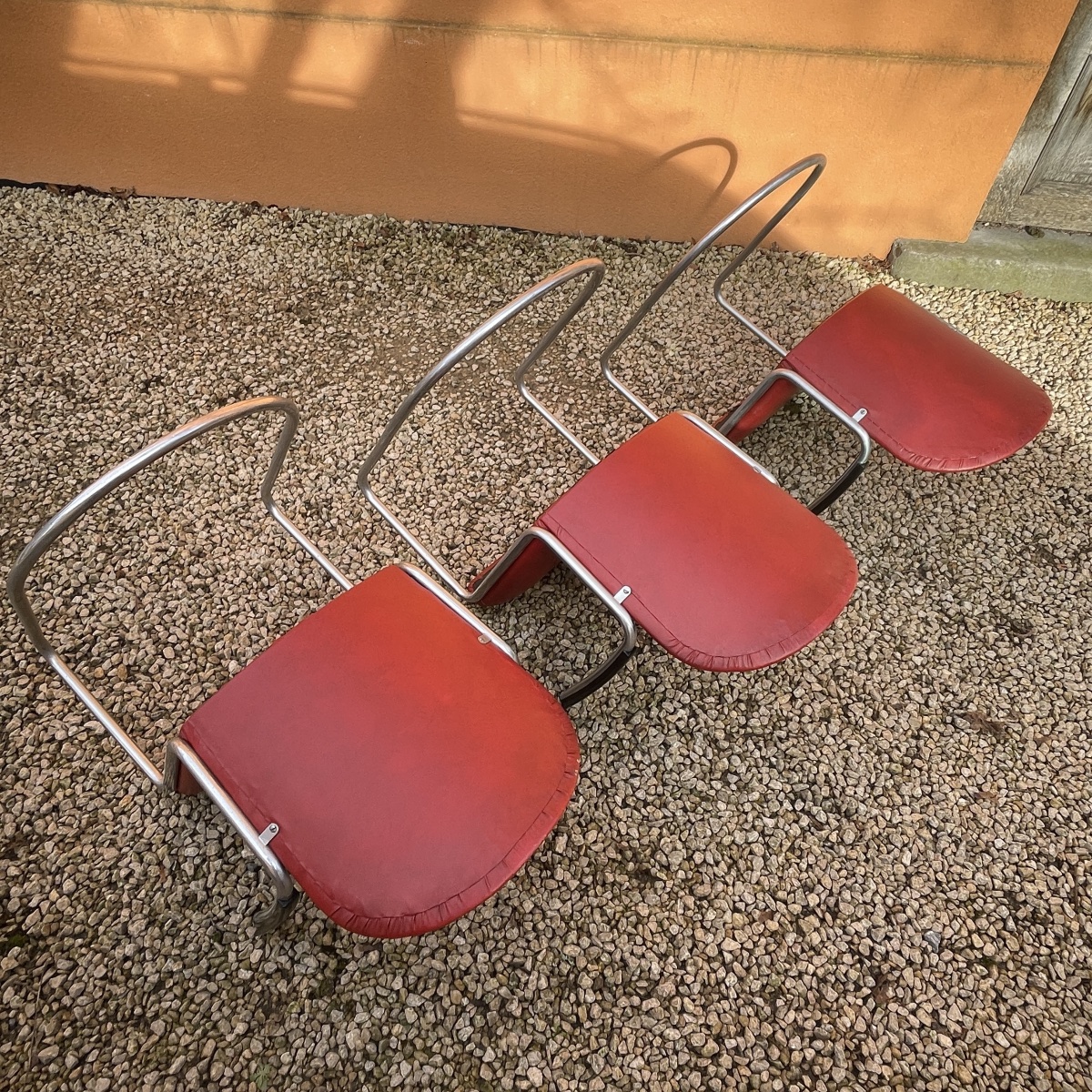 WILLEM HENDRIK GISPEN, set de 3 fauteuils 413 Art Déco moderniste, structure cantilever tube d'-photo-5
