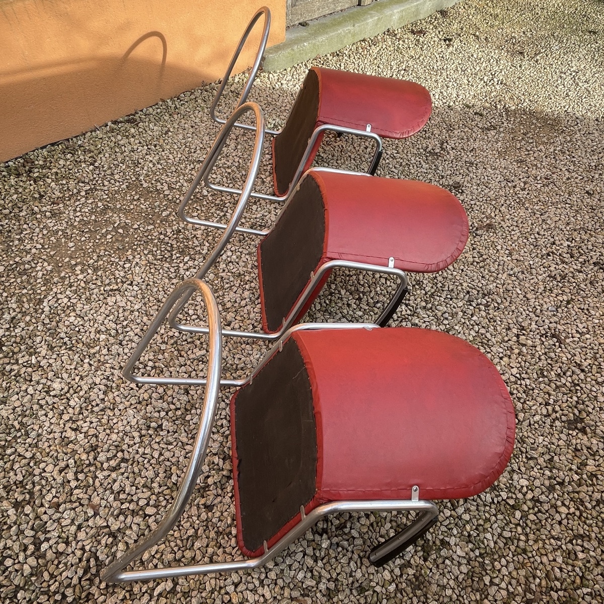 WILLEM HENDRIK GISPEN, set de 3 fauteuils 413 Art Déco moderniste, structure cantilever tube d'-photo-6