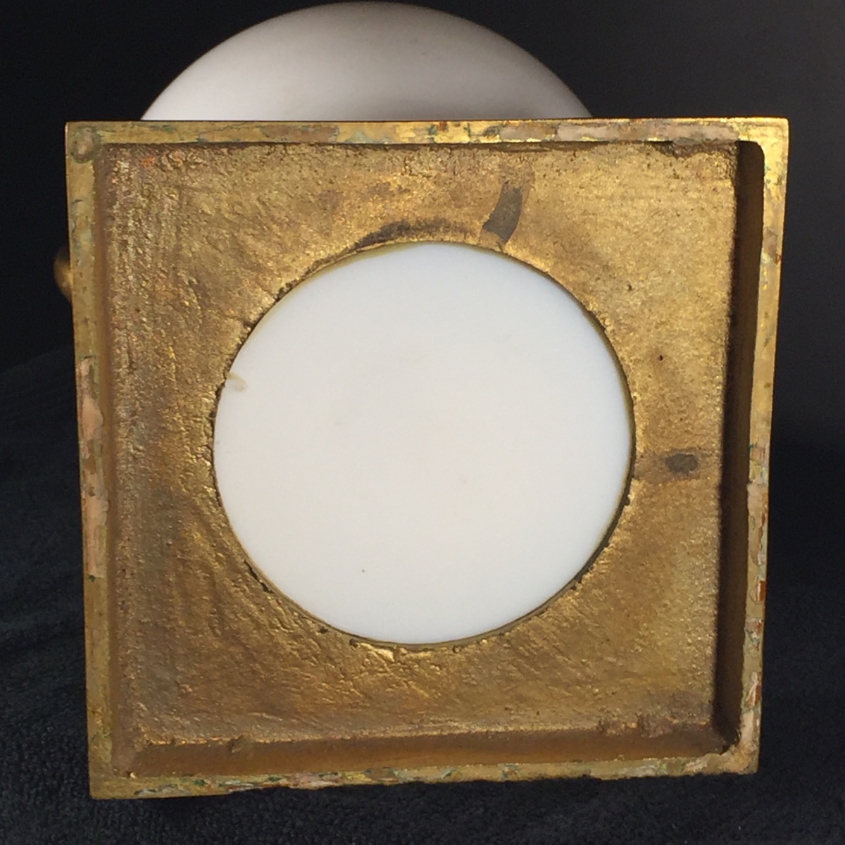 Venini Primavera In Murano, White Opaline Glass With Gold Handles, Chiseled Bronze Base, 20th Century-photo-2