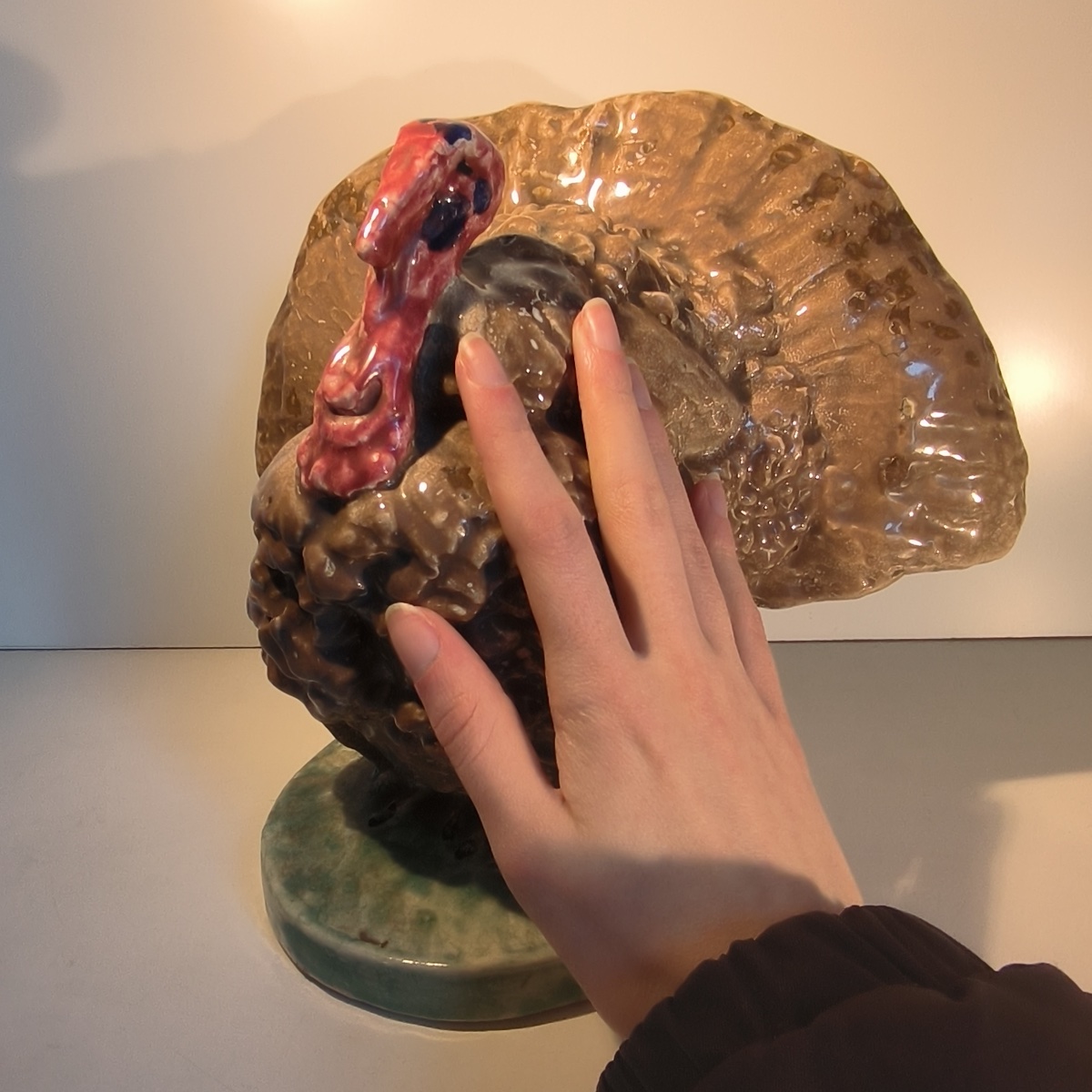 DOMIEN INGELS pour CERAMAES 'Dindon' rare sculpture animalière polychrome ca 1930-photo-2