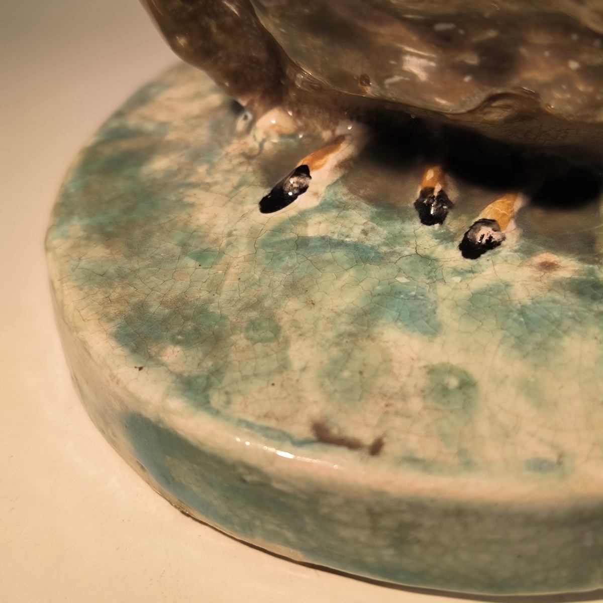 DOMIEN INGELS pour CERAMAES 'Dindon' rare sculpture animalière polychrome ca 1930-photo-3