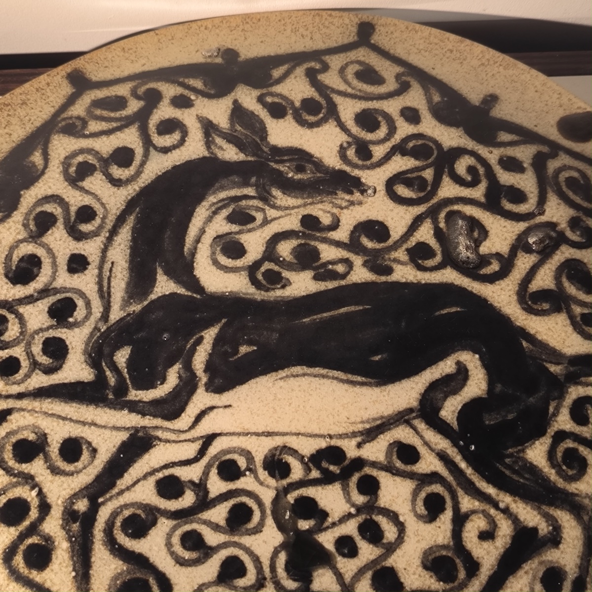 PIERRE PAULUS, rare plaque murale 'Antilope' grès Art Déco africaniste, céramique grès de Bouff-photo-1