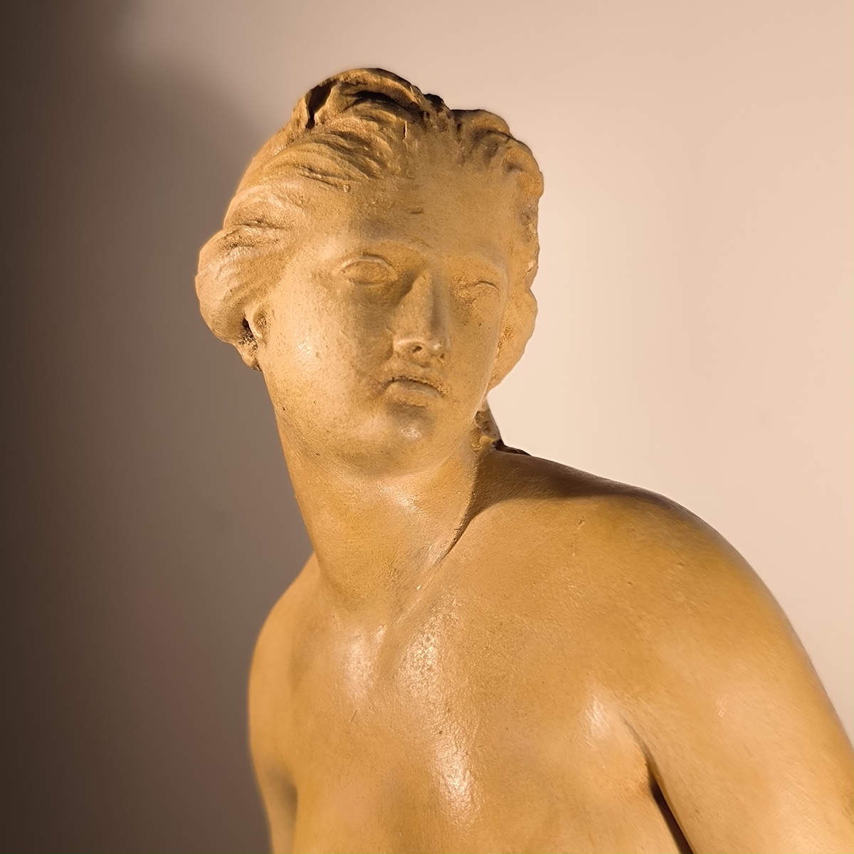 Charles Van Oemberg, “venus,” Sculpture Of A Draped Nude Woman, Terracotta, Ca. 1870-photo-3