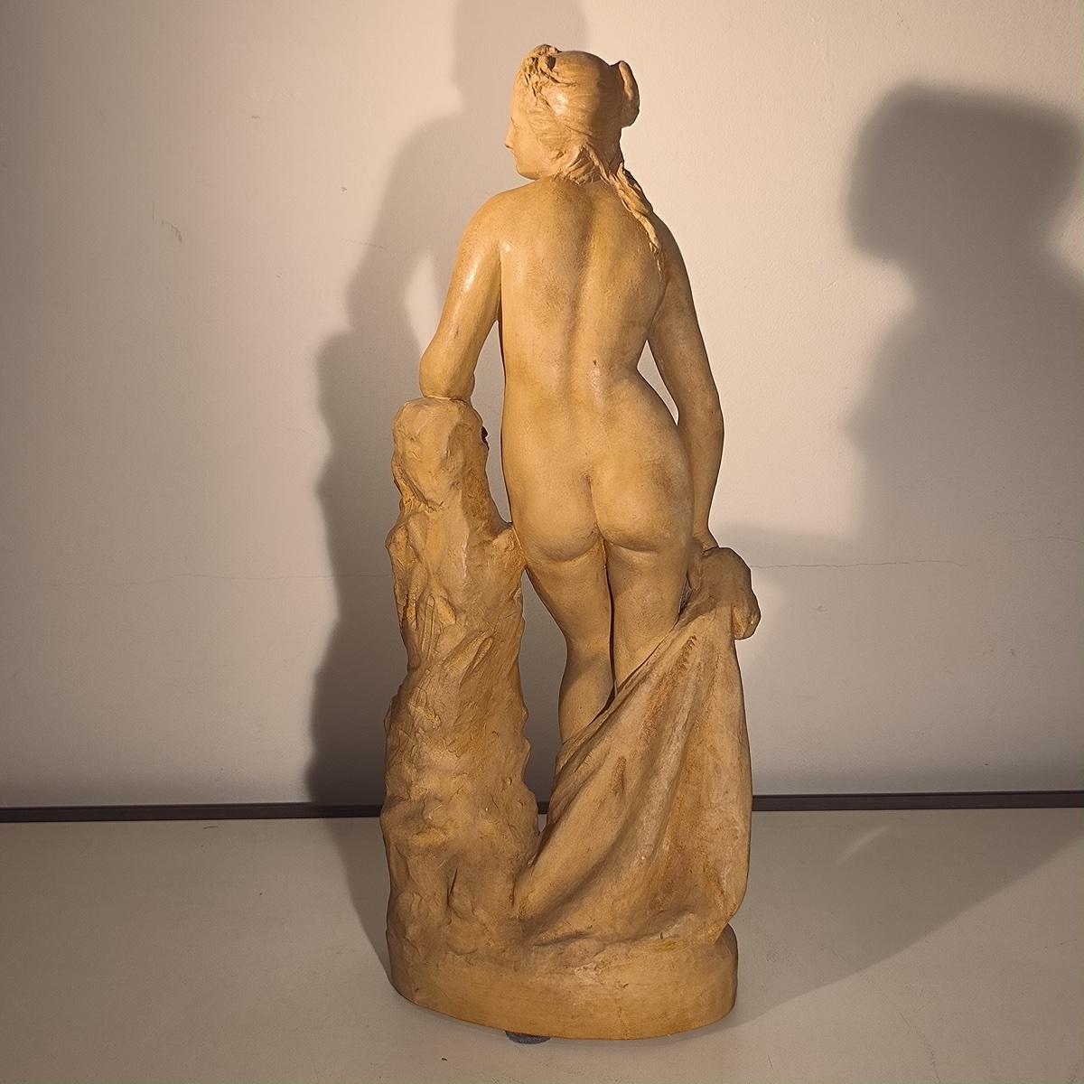 Charles Van Oemberg, “venus,” Sculpture Of A Draped Nude Woman, Terracotta, Ca. 1870-photo-3