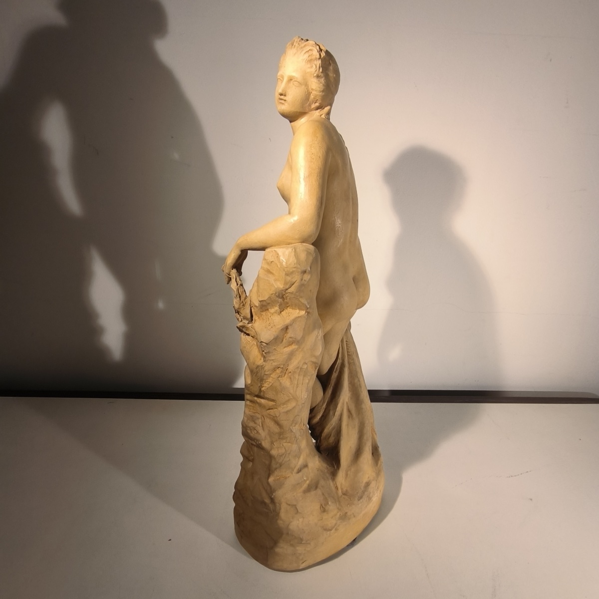 Charles Van Oemberg, “venus,” Sculpture Of A Draped Nude Woman, Terracotta, Ca. 1870-photo-4