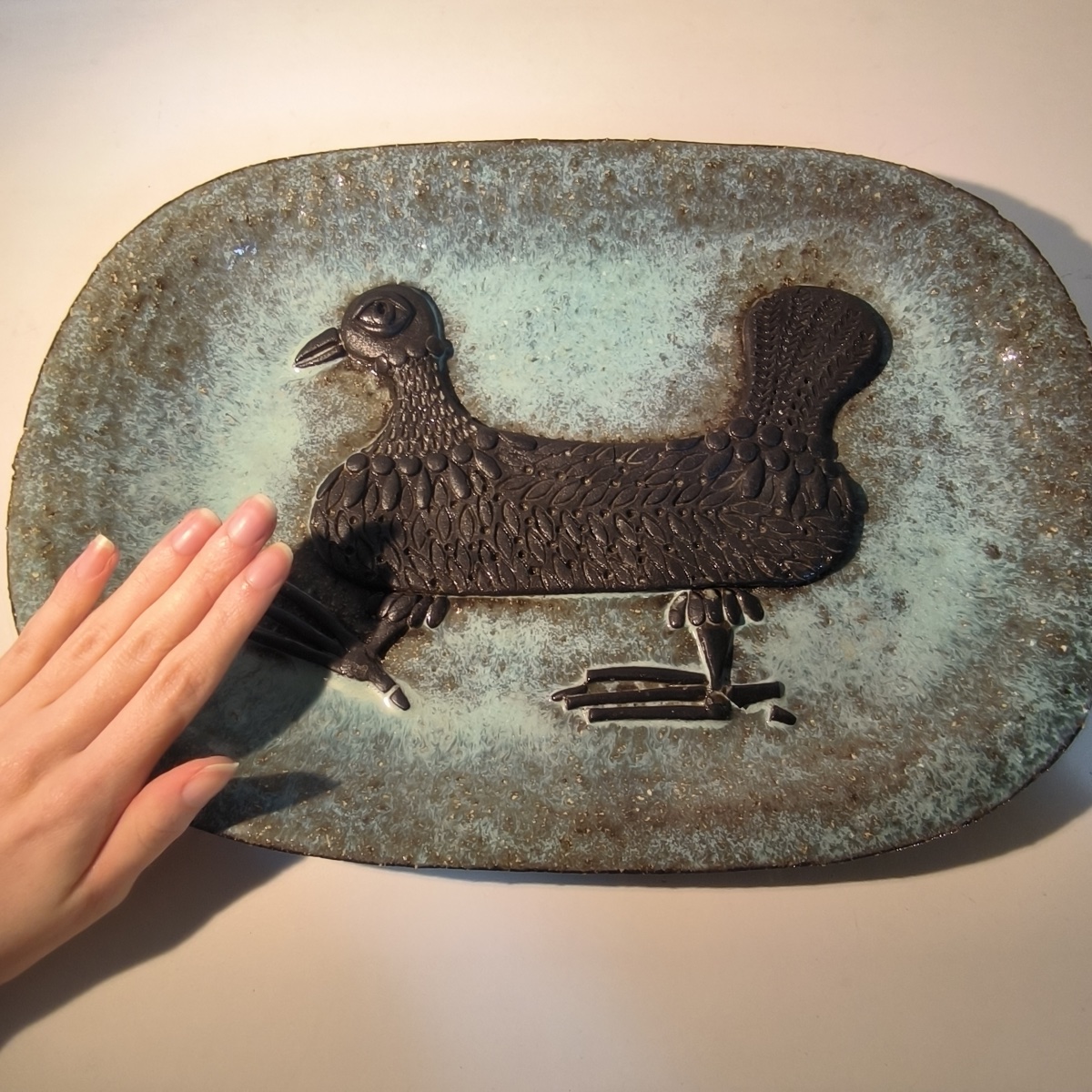Marie-henriette Bataille For Dour, Ceramic Dish, Stylized Bird Design In Bas-relief, Ca.-photo-3