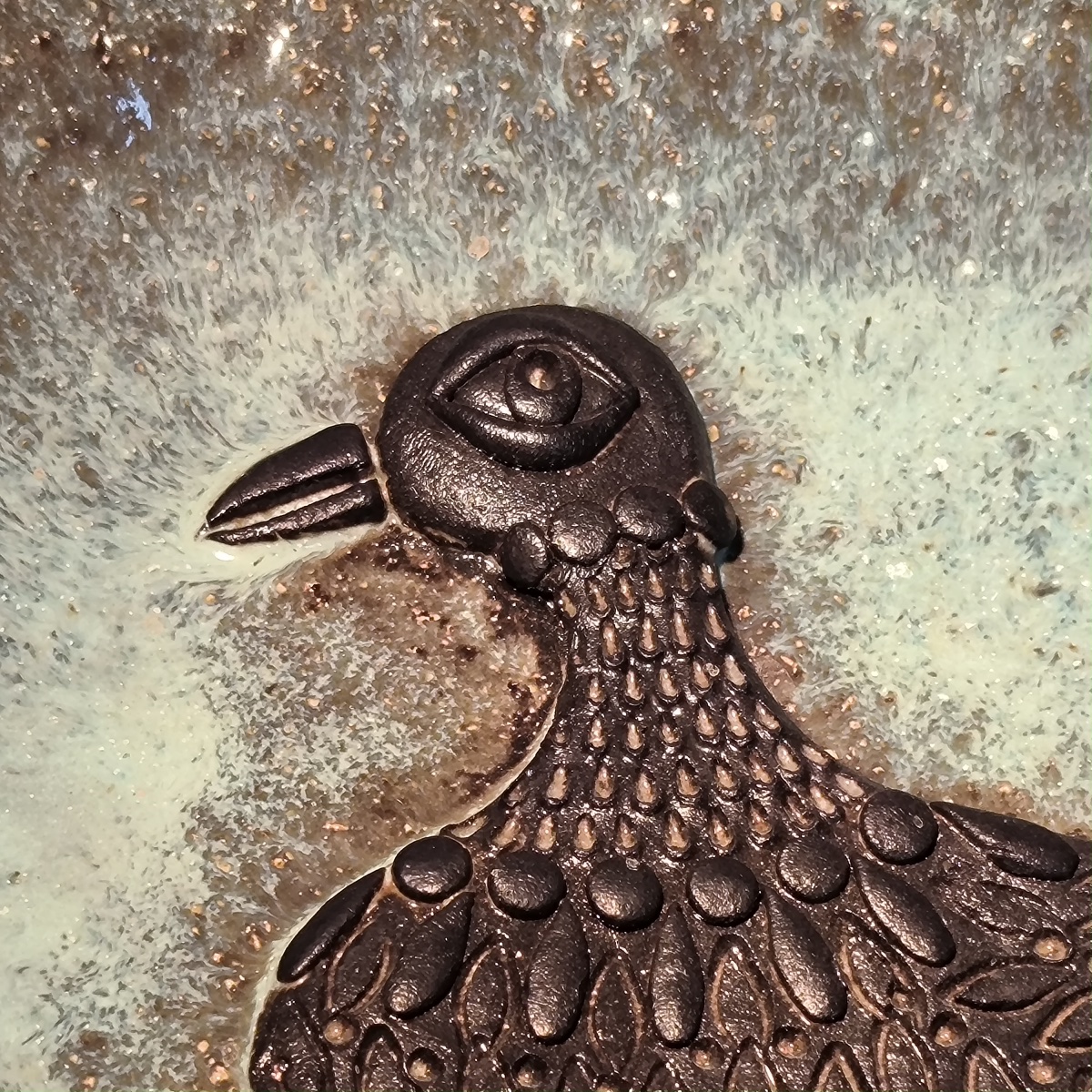 Marie-henriette Bataille For Dour, Ceramic Dish, Stylized Bird Design In Bas-relief, Ca.-photo-4