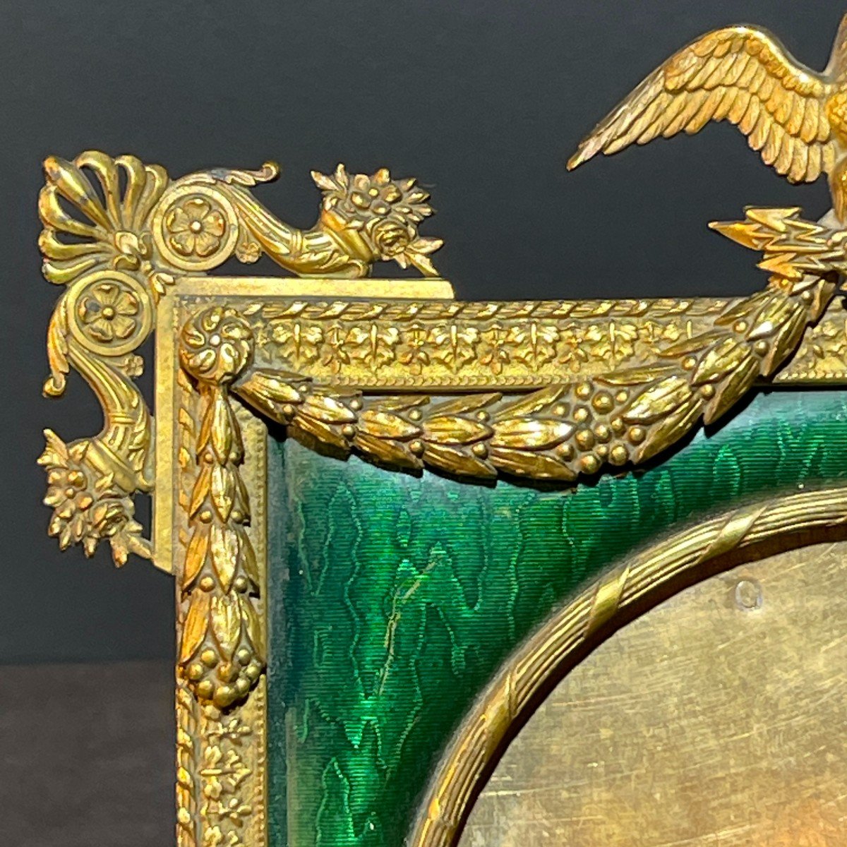 Empire Guilloche Enamel Photo Frame, Imperial Eagle, House Of Carl Fabergé Style, 19th Century-photo-7