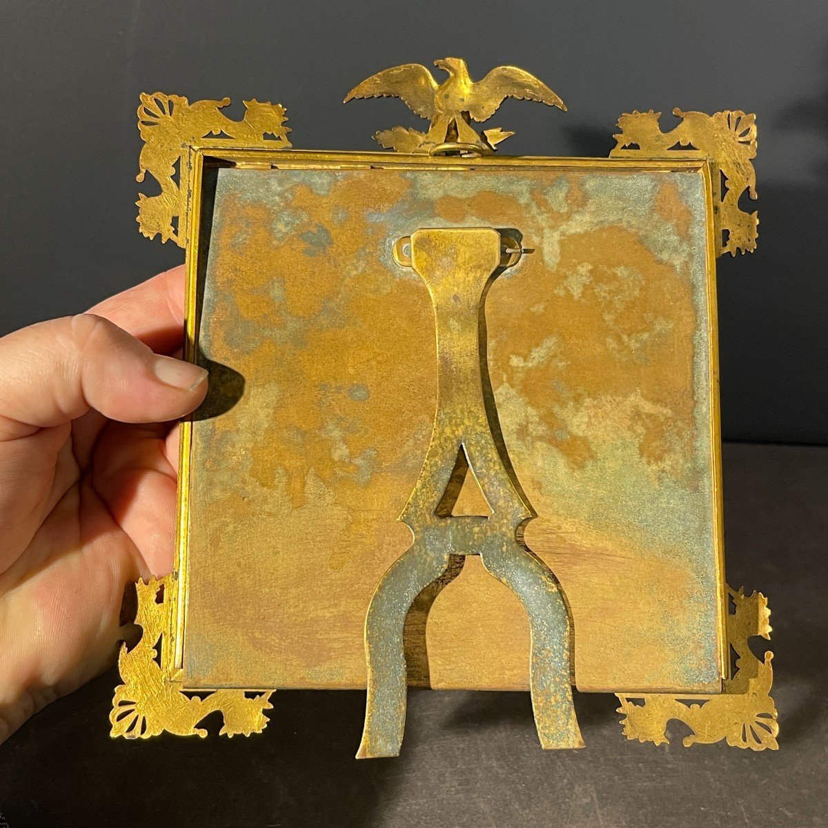 Empire Guilloche Enamel Photo Frame, Imperial Eagle, House Of Carl Fabergé Style, 19th Century-photo-8
