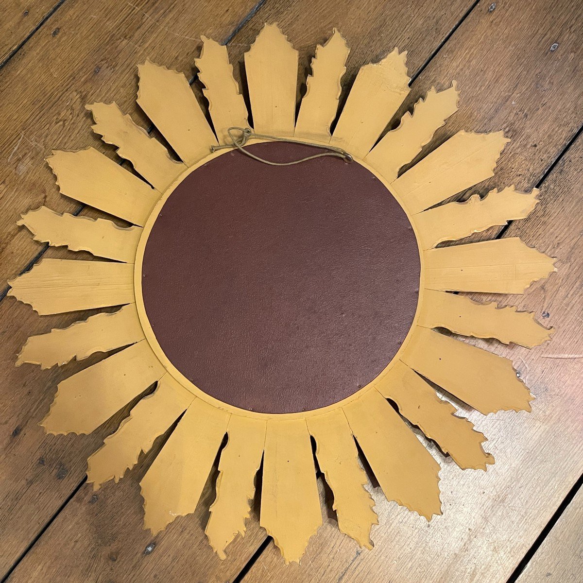 Miroir De Sorcière, Applique Murale Soleil (70 Cm), Bois Sculpté Doré, Ca 1950-photo-8