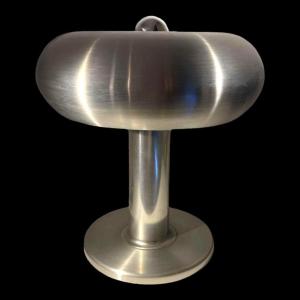 Walter Donner (attr) Pour Doria, Lampe 'donut' Aluminium Brossé, Design Space Age, Ca 1960