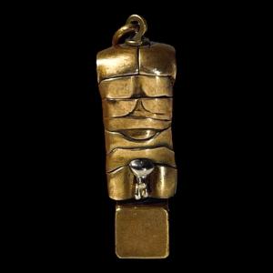 Miguel Berrocal "micro David" Pendant Jewel / Removable Sculpture, Bronze / Silver, Ca 1970