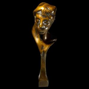 Oscar évariste Berchmans, Art Nouveau Bronze Seal / Stamp / Sculpture, Ca 1900