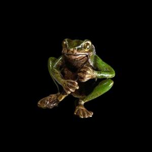 Bronze de vienne "Grenouille musicienne" sculpture en bronze patiné, ca 1900