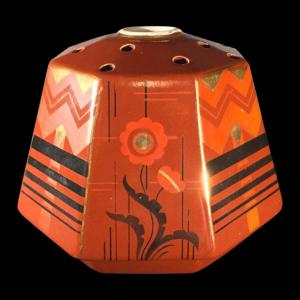 SAINT GHISLAIN ( Faiencerie de ), vase pique-fleurs Art Déco en céramique, 1935
