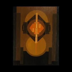 Jean Boquet "Abstraction géométrique", tableau huile sur panneau, ca 1945/50