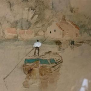 STACQUET HENRI " Paysage Hollandais " Aquarelle / Gouache sur papier, circa 1880