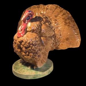DOMIEN INGELS pour CERAMAES 'Dindon' rare sculpture animalière polychrome ca 1930