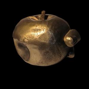 A. Pisani « La Pomme » sculpture surréaliste Pop Art en bronze argenté 1974