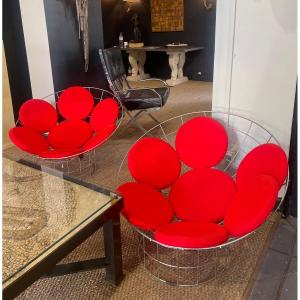 Paire De Fauteuils Peacock Par Verner Panton Ed. 1959