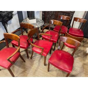 8 Chaises Et Fauteuils de salle à manger, modernistes - Par Jules Leleu - 1940