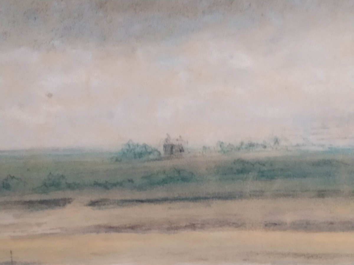 Victor Eekhout :  plage  en bord de mer. pastel vers 1850-photo-4