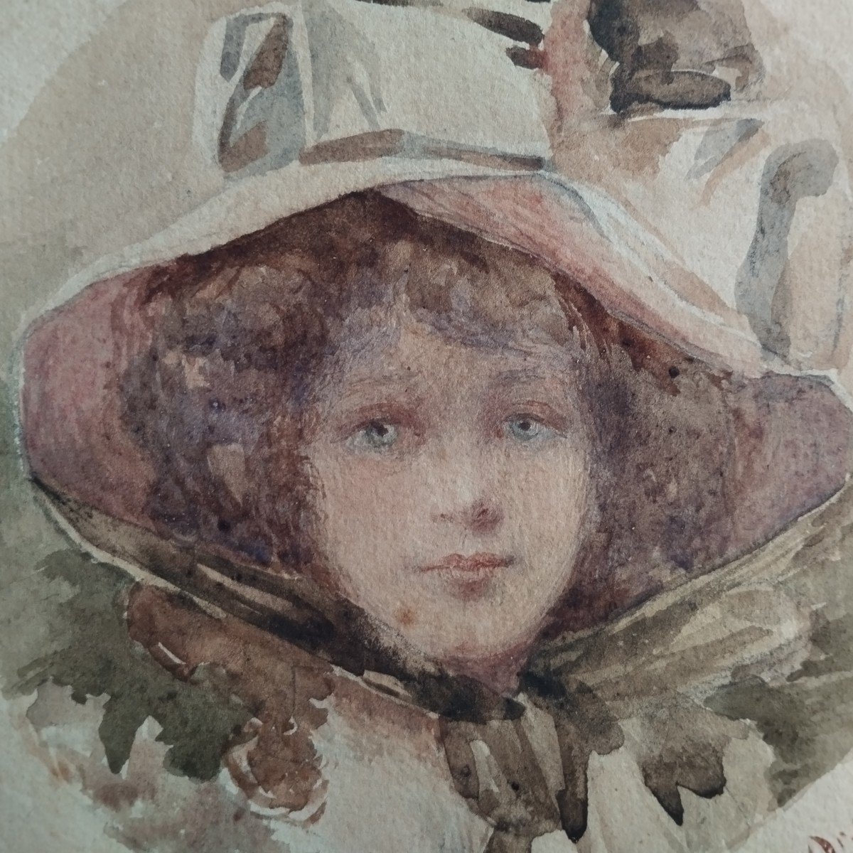 "jeune Fille Au Chapeau" Aquarelle Datée  1909 Et Signée  André d'Orsay-photo-2