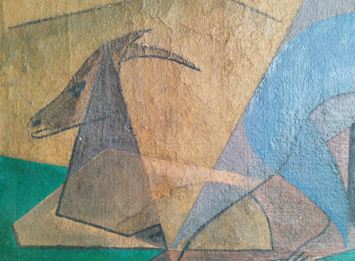 "pastoral" Oil On Canvas From 1948 By Maurice Miot "mellito"-photo-4