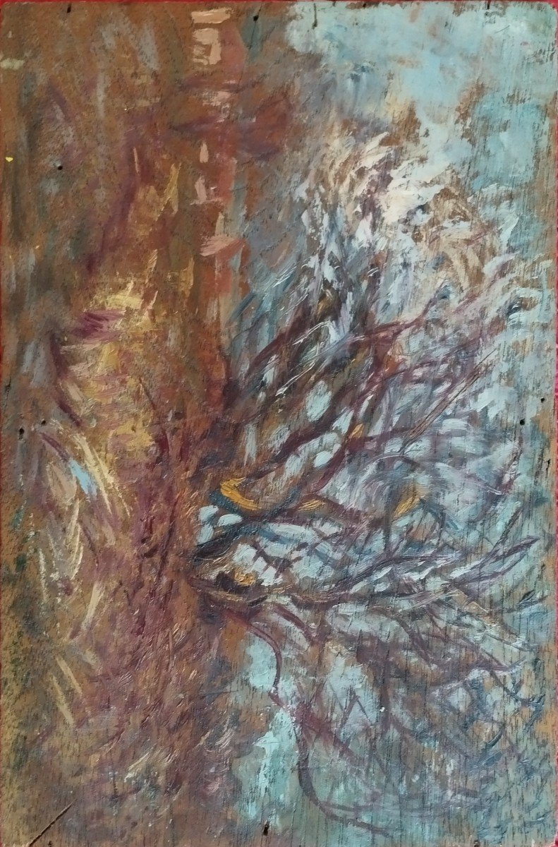Henri Dreyfus Lemaître: “trees By The River” Oil On Panel.
