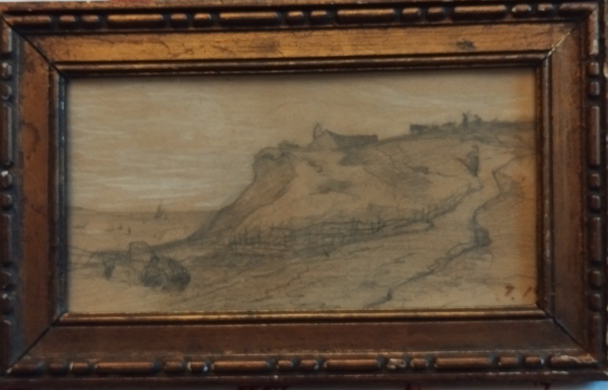"bords de mer animés" dessin et gouache  par Jules Hereau vers 1860
