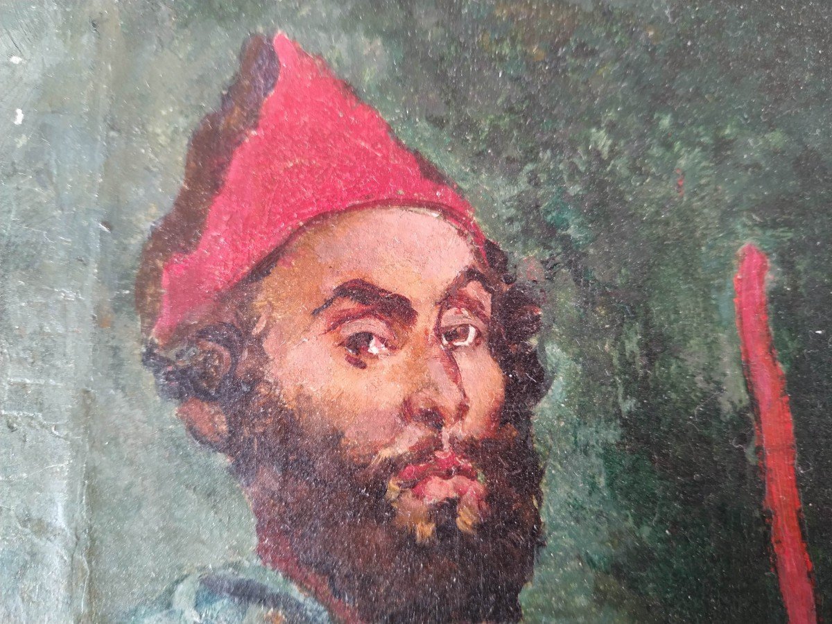 Portrait de pelerin huile sur toile 19e siècle-photo-1